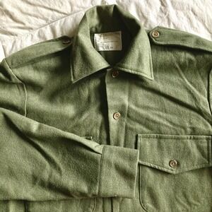 Vtg OG-108 Wool Blend Officers Cold Field Shirt Epaulets Mens S 36cm Olive Green